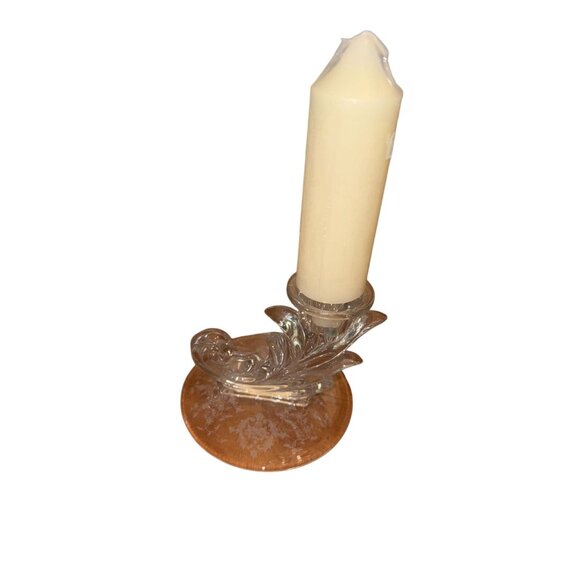 Clear Glass Candle Holders With Etched Design - Picture 4 of 10